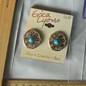 Erica‎ Lyons Turquoise Compass Clip On Earrings